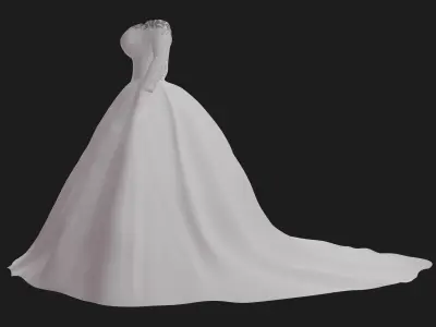 Weding dress V2 Low-poly 3D model