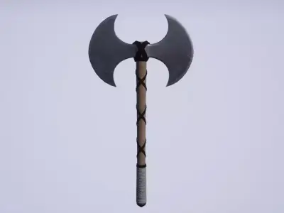 Barbarian Battle Axe game-ready props 3d Low-poly 3D model
