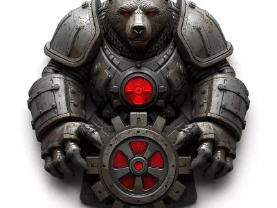 Heavy Industrial Russian Bear Emblem 3D Model Russia 3D model