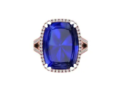 Cushion Solitaire Art deco Ring 3D print model 7