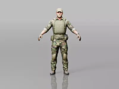 Low Poly Basic Soldier Character Low-poly 3D model