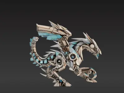 Low-Poly Mechanical Dragon 3D model