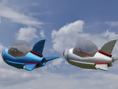 Spaceship Cartoon Low-poly 3D model purchase
