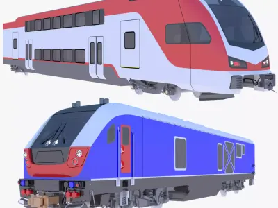 American train and locomotive 3D Model Pack