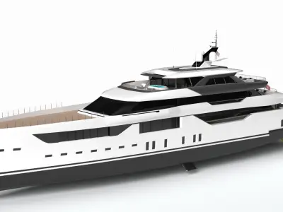 O Rea Superyacht Night Scene 3D model