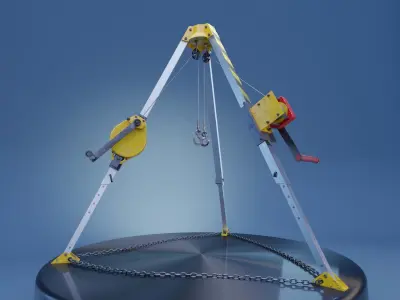 Confined Space Rescue Tripod Device 3D model