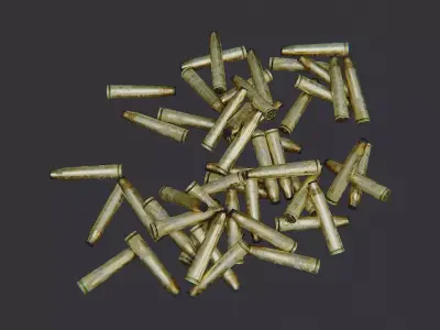 Brass Rifle Shell Casings Pile Low-poly 3D model