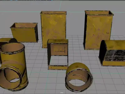 Air vent duct set Low-poly 3D model