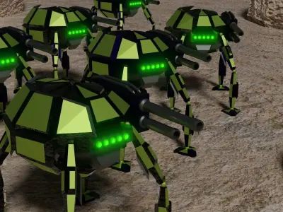 Futuristic Turtle Mech War Robot FT-49 Low-poly 3D model