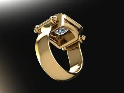 10070 gold ring with diamond in center 3D print model