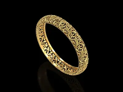 Floral Carved Filigree Bangle 3D print model