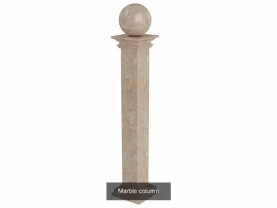 Column marble with square base 3D Model Pack