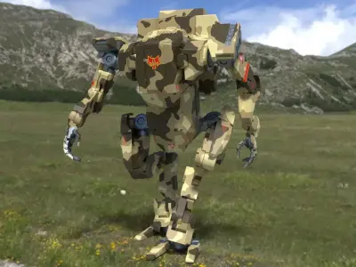 Fully rigged animated mecha 3D model