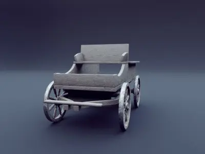 horse wagon animated 3D model