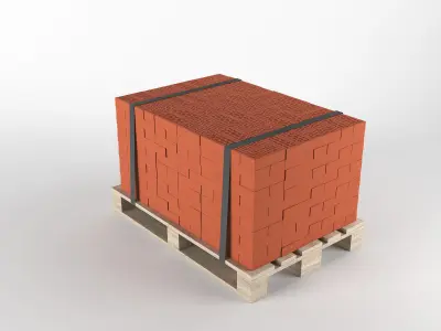 Brick on pallet 3D model 3D model