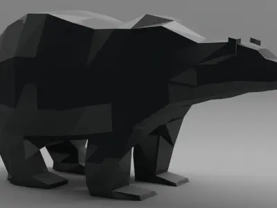Polar Bear Cartoon Low Poly Low-poly 3D model