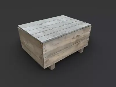 wooden box Low-poly 3D model 2