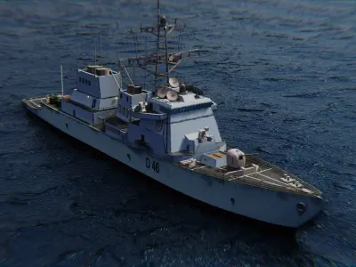 destroyer ship Low-poly 3D model by ayodb3d