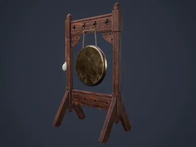 Antique Gong Low-poly 3D model