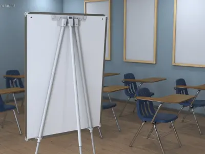 Flip Chart Stand with Magnets and Sponge 3D model