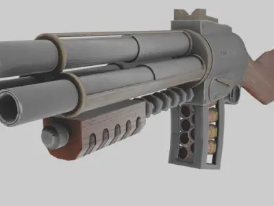 Triple shotgun Free low-poly 3D model