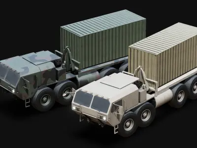 Military 8x8 Cargo Crate Transport Truck Low-poly 3D model