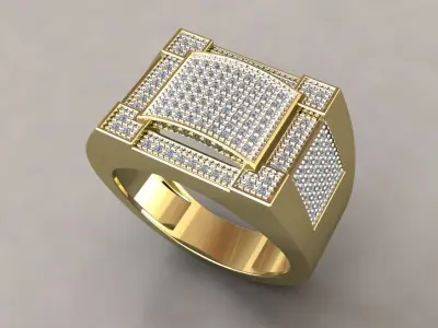 Mens Dimond Ring 3D model