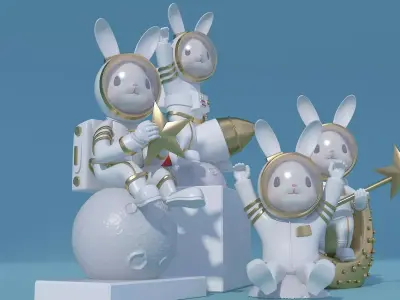 Pop Mart-Astronaut Sculpture Ornament 3D model