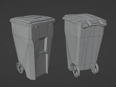 Old Rusted Trash Bins and Bags Low-poly 3D model