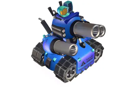 cartoon blue  Advanced Tank Low-poly 3D model