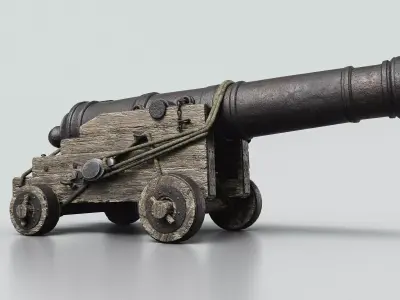 Realistic Old Naval Cannon 3D Model Low-poly 3D model