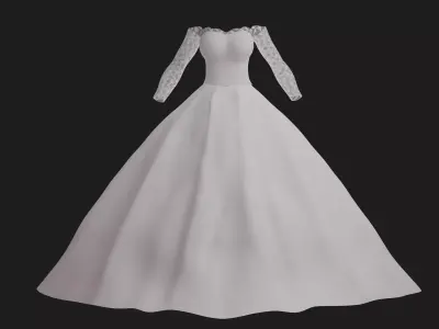 Weding dress V2 Low-poly 3D model