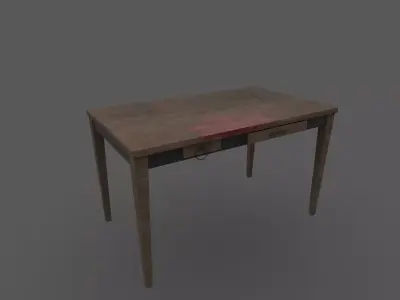 Interrogation Desk and Chair Low-poly 3D model