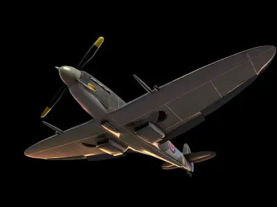 Supermarine Spitfire aircraft airplane fighter Low-poly 3D model