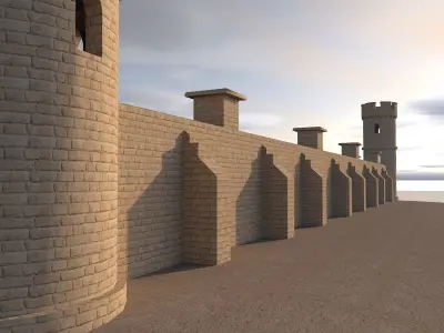 Castle with bridge over water 3D model