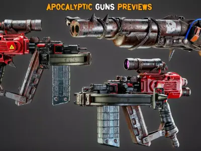 30 Game-Ready Apocalyptic Guns - Vol 23 Low-poly 3D model