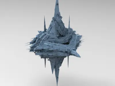Cyberpunk magma oil rig  2 3D model