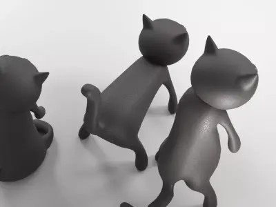 Halloween Black Cat Ornament Set 3Poses Low-poly 3D model