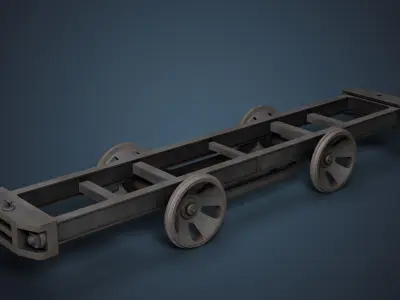 Railroad Platform and Cistern Low-poly 3D model