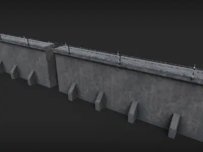 Modular Security Fence Structures Low-poly 3D model