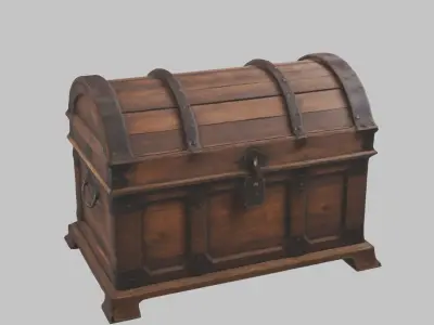 Wooden Chest Low-poly 3D model