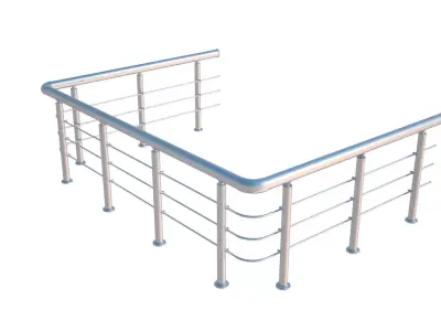 Stainless steel railing Low-poly 3D model