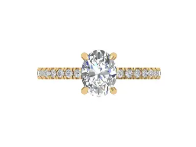 Oval Solitaire Ring 3D print model 10