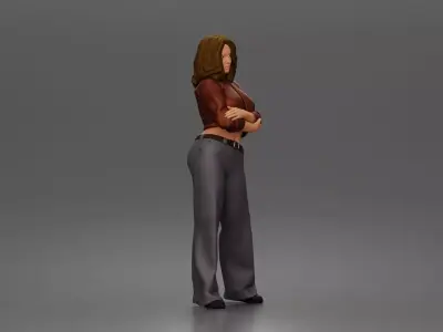 Urban Model Posing Casually in Stylish Jacket and Trousers 3D print model