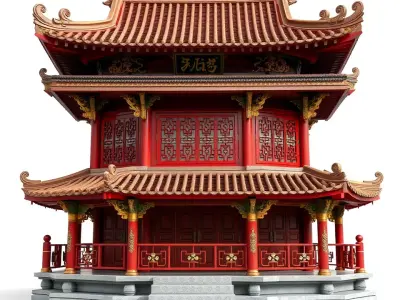 Classic Red Pagoda model pack Low-poly 3D model