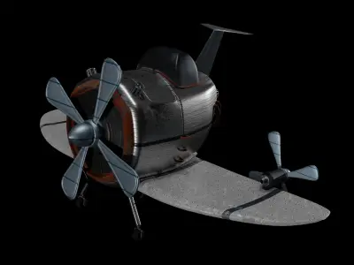 Aircraft airplane with two propellers 3D model