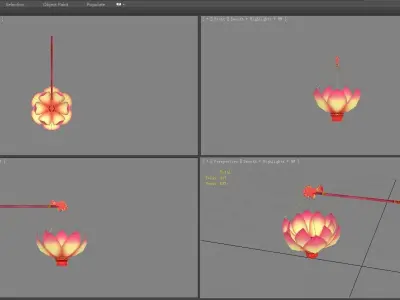 Festive lantern - Lotus Paper Lantern - Candle Low-poly 3D model