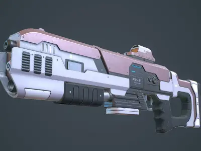 Laser Rifle Gun PBR Low-poly 3D model