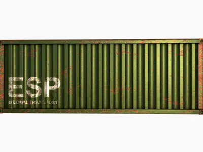 ship container green  Low-poly 3D model