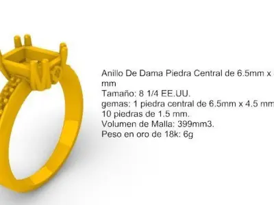 Anillo De Dama Piedra Central  Anillo De Dama Piedra Central SM  3D print model